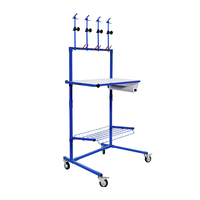 Station de peinture mobile avec plateau réglable en hauteur, distributeur de papier de masquage de 18 pouces, 4 bras de serrage, 3 supports pour pistolets de pulvérisation