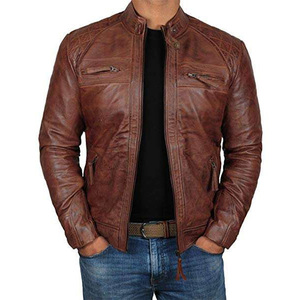 OEM Diseño personalizado Moto Elegante chaqueta de cuero para los hombres, Color personalizado 100% Chaqueta de cuero de los hombres de encargo - Product Image 5