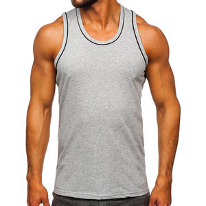 Débardeur sans manches été personnalisé grande taille pour hommes col rond basique T-Shirt tricoté respirant couleur unie top vente style décontracté - Product Image 1