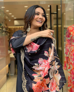 Afghani Chanderi Material Mangas completas Ropa informal Mujer Alta calidad Precio barato 1 pieza Nuevo diseño de moda Impresión digital - Product Image 5