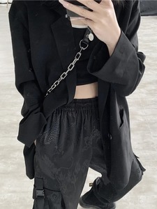 Pants <b>Women</b> Printed High Waist Loose Straight <b>Trousers</b> Street Grunge Dark Cargo Pants - Product Image 2