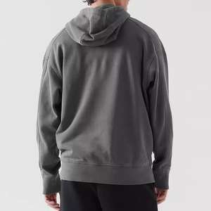 100% algodón de talla grande transpirable pulóver ácido lavado con capucha para hombres/peso pesado Vintage desgastado de gran tamaño ácido lavado con capucha - Product Image 3