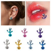 Boucles d'oreilles clous en titane ASTM F136 hypoallergéniques à dos plat et filetage interne pour femmes, vente en gros