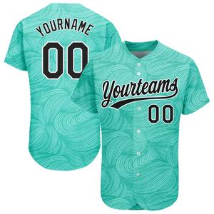 Ropa de equipo personalizada superventas, camiseta de béisbol auténtica con diseño de patrón 3D en blanco y negro verde azulado personalizada - Product Image 1