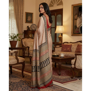 Sari ethnique modèle Banarasi en Chanderi brodé avec chemisier, en soie Georgette douce, style Bollywood Salwar Kameez - Product Image 3