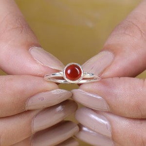 Cornaline lisse naturelle 5mm pierre précieuse solide 925 argent Sterling fin fait à la main minuscule minimaliste éternité Vermeil bague en gros - Product Image 4