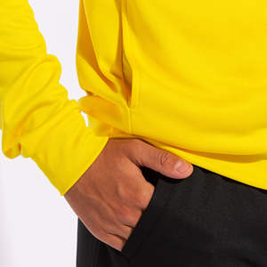 Ensemble de sweats à capuche jaunes et noirs 100% coton mélangé polyester, col à capuche uni, pull à capuche long avec cordon de serrage, tailles plus grandes, tricoté - Product Image 5