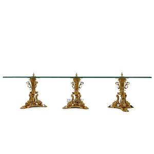 Luxury Classic Brass And Glass Console <b>Table</b> <b>Set</b> - Product Image 3