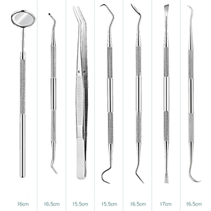 Kit de 5 Herramientas Dentales de Acero Inoxidable con Agarre Ergonómico, Raspador de Sarro, Espejo Bucal, para Uso Personal y Quirúrgico - Product Image 1