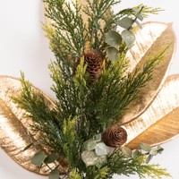 Décoration de Noël en forme de branche avec feuilles vertes, fabriquée à la machine, élégante, ovale, ornements pour arbre de Noël, 65 cm, synthétique, fabriquée en Italie, festive
