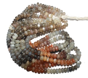 Venta al por mayor y al por menor Natural Multi-Moonstone Smooth Rondelle Gemstone Beads para joyería que hace la cantidad disponible - Product Image 1