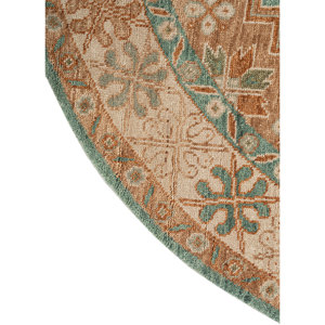 Alfombra de Lana Anudada a Mano de Gran Tamaño, Color Verde Tomillo, LCA-625, con Patrón de Medallón, para Sala de Estar, Pasillo y Formas Rectangulares - Product Image 4