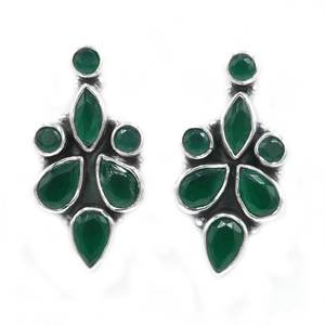 925ต่างหูเงินสเตอร์ลิงต่างหูพลอยโอนิกซ์สีเขียวธรรมชาติพร้อมกุหลาบสีทองของขวัญที่สมบูรณ์แบบสำหรับผู้หญิง - Product Image 2