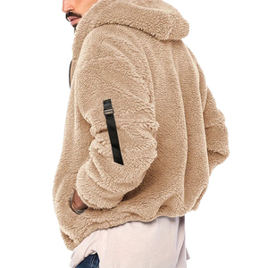 Personalizado de alta calidad Sherpa Sudadera con capucha al aire libre de los hombres de lana de peso pesado de gran tamaño Sherpa Forrado Sudadera con capucha Warm Zip Up fur Men's Hoodie - Product Image 5