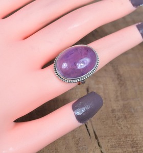Piedra preciosa de amatista natural sólida Plata de Ley 925 anillo hecho a mano joyería anillo joyería de plata esterlina 925 joyería estampada - Product Image 2