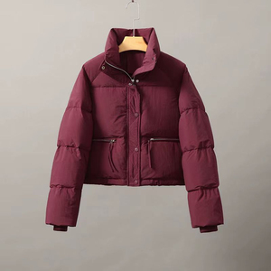 OEM Logo personnalisé Manteaux d'hiver pour femmes à manches longues et col montant Baggy court en duvet avec poches Veste bouffante à fermeture éclair - Product Image 2