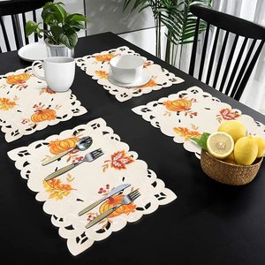 Tapis napperons cuisine napperon caboteur coton lin broderie Pad plat tasse à café tapis de Table décor à la maison OEM - Product Image 6