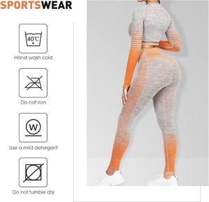 Nouveautés, prix bas, ensembles de sport pour femmes, 2 pièces, leggings sans couture taille haute et haut court, tenue de yoga, ensembles de yoga - Product Image 3