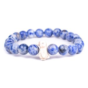 สร้อยข้อมือลูกปัดหินธรรมชาติสีฟ้าพร้อมจี้รูปสัตว์ของขวัญเครื่องประดับสไตล์โบฮีเมียนสำหรับทั้งชายและหญิง - Product Image 3