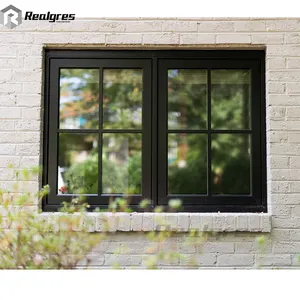 Isolation insonorisée cadre noir fenêtres maison gril impact ouragan double vitrage personnalisé en aluminium à battant fenêtres en aluminium