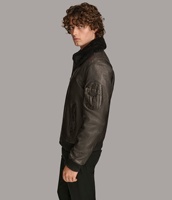 Blouson Bomber en Cuir de Mouton Premium pour Hommes, Imperméable, Respirant, Coupe-Vent, Fermeture Éclair, Hiver, Service OEM, Moto