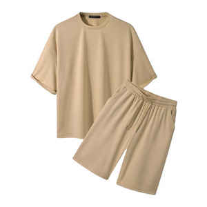 Vente en gros Streetwear d'été pour hommes ensemble deux pièces veste coupe-vent en nylon short broderie à la flamme logo brodé survêtement - Product Image 5