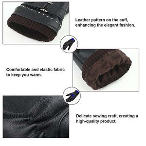 <b>Women</b> Vintage Winter <b>Leather</b> <b>Gloves</b>-Touch Screen Eco-Friendly Outdoor Warm Safety Bike Wear <b>Gloves</b> Needle Detection Driving - Product Image 3