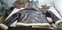 Veste bomber d'hiver pour homme en cuir d'agneau véritable, style vintage, respirante, écologique, avec capuche amovible