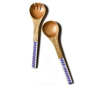Ensemble de service à salade en bois avec marbre SERVEUR À SALADE EN BOIS LOT DE 2 KETCHENWAR UNIQUE FAIT À LA MAIN - Product Image 2