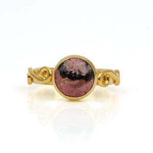 2025 calidad Premium Rodonita Natural piedra preciosa 925 plata esterlina 10mm elegante bisel eternidad Vermeil anillo mujer boda fiesta - Product Image 3