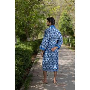 100% Cotton Boho Men's Kimono <b>Robe</b> Geometric Luxury Satin Breathable Long Sleeve Summer Unisex Bathrobe <b>Beach</b> Loungewear - Product Image 4
