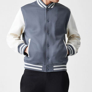 แจ็กเก็ตผ้าวูลแบบเต็มตัวสำหรับผู้ชายแจ็กเก็ตเบสบอลผ้าวูลย้อมสีล้วนสำหรับผู้ชายสินค้ามาแรง - Product Image 3