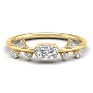 Cincin pertunangan Moissanite perak Sterling 925 bersertifikat penjualan terbaik perhiasan pernikahan halus kustom wanita berlapis Rhodium