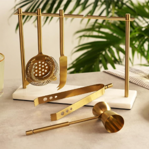 Ensemble d'outils de barre en acier inoxydable faits à la main modernes et écologiques avec poignées faites à la main et cintre usine indienne - Product Image 3