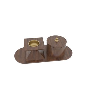 Luxury Wooden Aroma <b>Oil</b> <b>Burner</b> with Brass Bowl Modern Incense Diffuser for Home & Spa Decor - Product Image 3