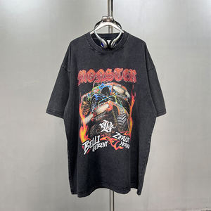 Mode personnalisée rue lourd lavé imprimé motif quart de manches t-shirt surdimensionné ample décontracté unisexe t-shirt - Product Image 4