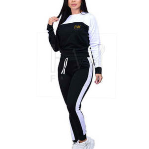 Trending Women's Winter Solid Sweating Custom Printed Logo 100% Cotton 2-Piece Long Sweatsuit Set para niñas - Product Image 2