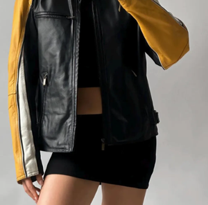 แจ็กเก็ตหนังแฟชั่นใหม่สำหรับผู้หญิงเสื้อแจ็คเก็ตหนังกันลม - Product Image 4