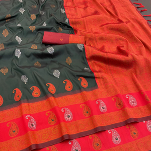 Última Boutique exclusiva tradicional seda suave Saree moda elegante blusa étnica nupcial bodas indio Festival desgaste mujeres - Product Image 1