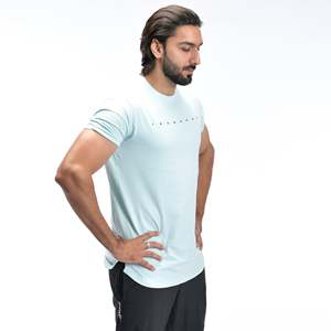 T-shirt à ourlet arrondi Prime Scoop - Mélange de coton et de bambou respirant 300 GSM, logo imprimé sur mesure - Product Image 4