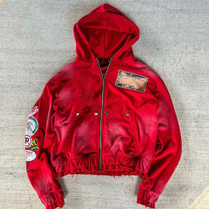 Sweat à capuche brodé avec fermeture éclair pour homme en éponge française personnalisée 100% coton Vintage - Product Image 4