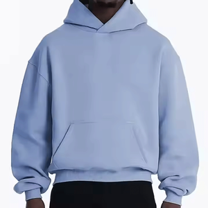 Haute qualité 400 grammes couleur unie Baggy Streetwear sweat à capuche court pour hommes 100% coton Logo personnalisé sweat à capuche de sports d'hiver - Product Image 4