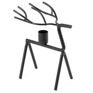 Porte-bougie en fer forgé noir minimaliste en forme de renne, support à bougie abstrait moderne pour mariage de luxe, table de fête - Product Image 1