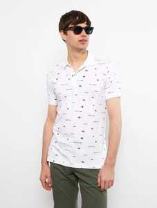 เสื้อโปโลพิมพ์ลายสีขาวคลาสสิกสำหรับผู้ชายผ้าฝ้ายนุ่มพอดีทันสมัยและการออกแบบกราฟิกที่ละเอียดอ่อน