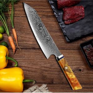 Wholesale Customized High Quality OEM ODM Service Professional Resin Handle Damascus Steel <b>Kitchen</b> <b>Knife</b> Fixed <b>Sharp</b> Blade - Product Image 5