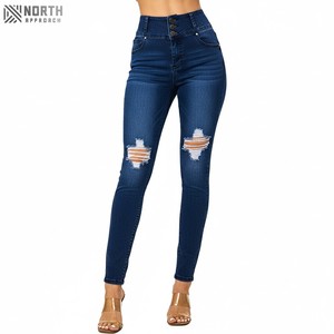 Jeans de Mezclilla Elásticos y Transpirables de Algodón para Mujer, de Alta Calidad, Más Vendidos en 2025, Logotipo Personalizado, Tallas Grandes, a la Moda - Product Image 1