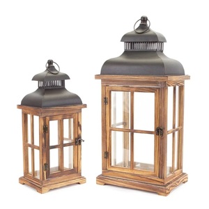 Juego de dos farolillos de madera Portavelas hecho a mano de calidad superior Excelente calidad Farol de madera de lujo al por mayor - Product Image 4