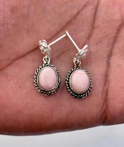 Boucle d'oreille opale rose en argent sterling 925, belle boucle d'oreille pour femme, belle boucle d'oreille en pierre rose. - Product Image 6