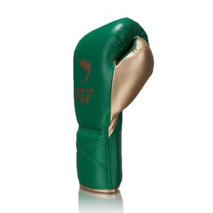 Guantes de boxeo con mosca verde/dorado de cuero de la mejor calidad, supercordones, entrenamiento profesional de artes marciales, guantes de boxeo con mosca - Product Image 4