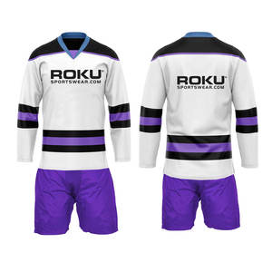 Uniforme de hockey sobre hielo de poliéster de alta calidad, conjunto diseñado a medida hecho en fábrica para equipos OEM con impresión para ropa deportiva a bajo precio - Product Image 5